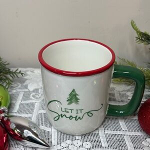 Holiday Mug with Green and Red Accents